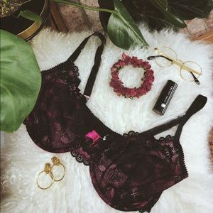 Pink and Black Lace Bombshell Bra